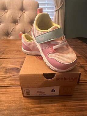 See Kai Run Pink and Yellow Girls' Athletic Sneaker